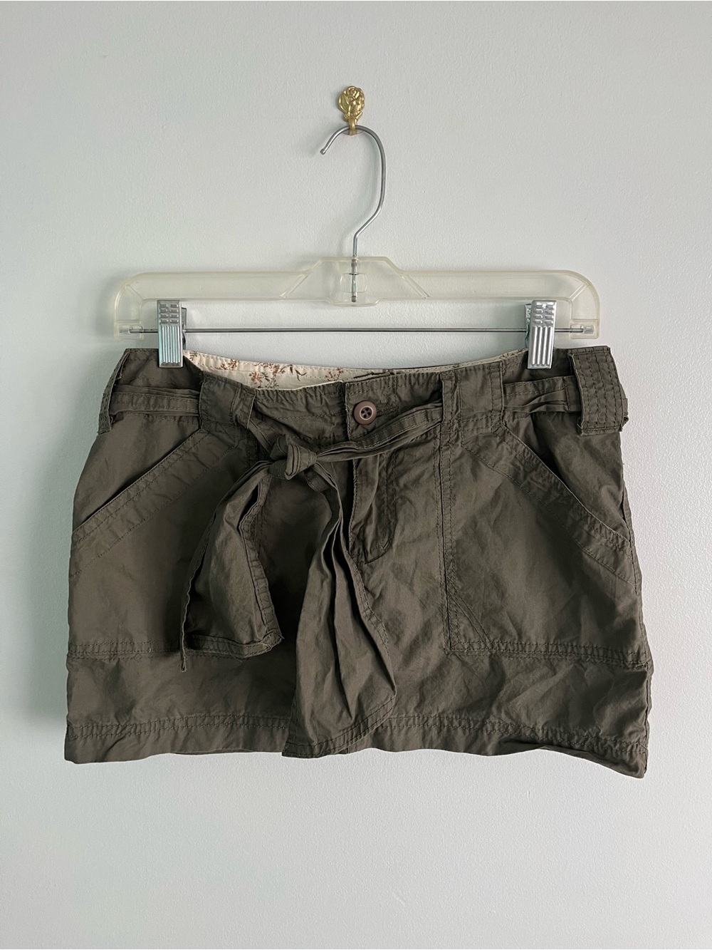 Y2K UB Jeans Olive Green Low Rise Mini Cargo Skirt Size S Gorpcore
